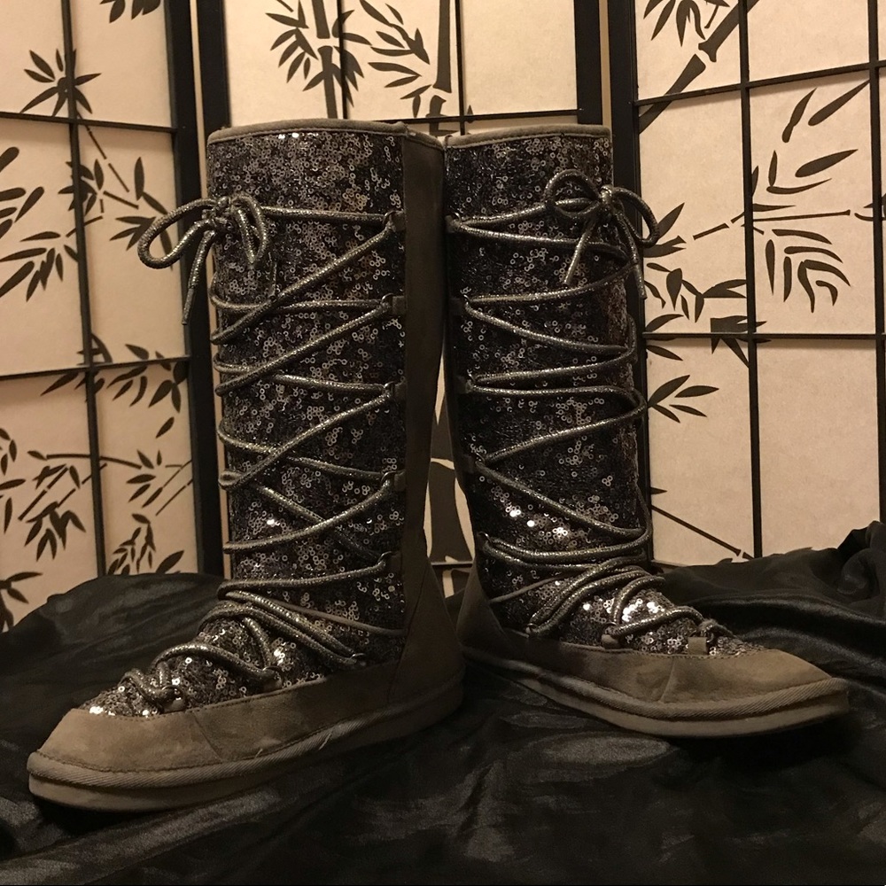 Previously loved sequin gray JUSTICE  boots